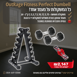 סט Perfect Dumbell משקולות משושה 2.5-15 קג, מעמד אחסון בצורת משולש למשקולות יד 6 זוגות, גומיית התנגדות מבד